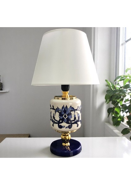 Abajur Seramik El Yapımı Aydınlatma Oval Abajur Dekorlu