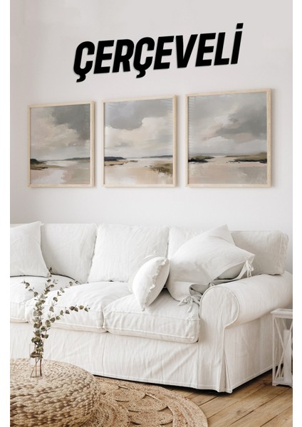 Ahşap Çerçeveli Mdf Kare Tablo Seti Salon ve Oturma Odası Için KR4027 23 x 23