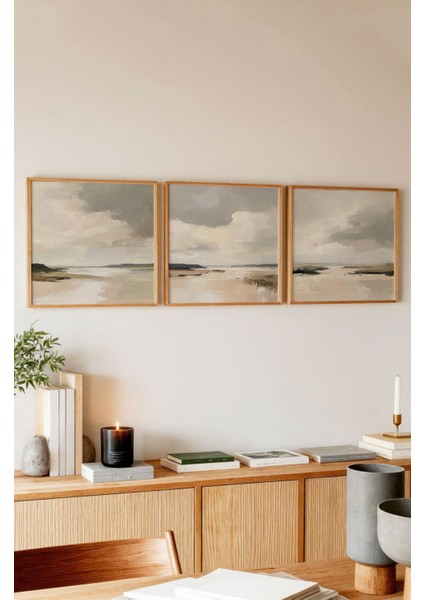 Ahşap Çerçeveli Mdf Kare Tablo Seti Salon ve Oturma Odası Için KR4027 23 x 23 modelleri