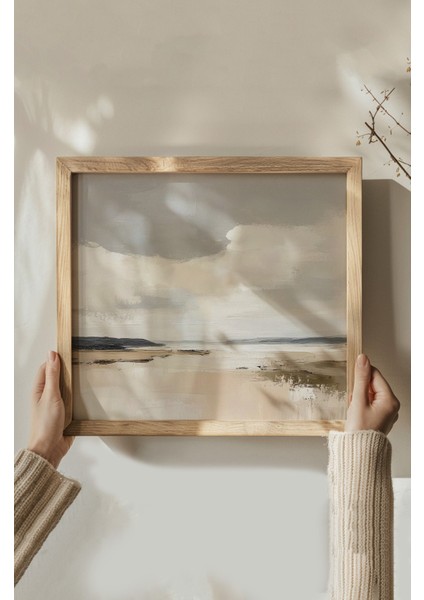 Ahşap Çerçeveli Mdf Kare Tablo Seti Salon ve Oturma Odası Için KR4027 23 x 23