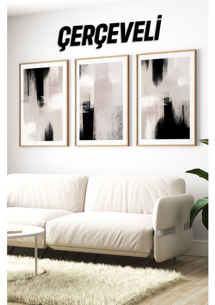 Ahşap Çerçeveli Mdf Tablo Seti Salon ve Oturma Odası Için ÇT3092 23 x 32