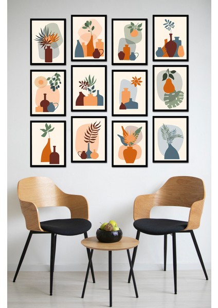 Dekorize Mdf Tablo Seti 12 Parça - Salon Oturma Odası Için Duvar Dekoru Çerçeve Görünümlü Onk Seri 1021 13 x 17