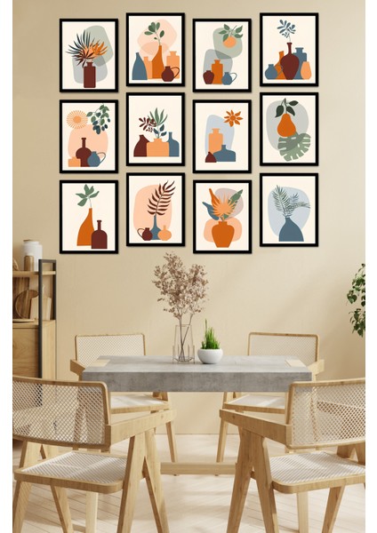 Dekorize Mdf Tablo Seti 12 Parça - Salon Oturma Odası Için Duvar Dekoru Çerçeve Görünümlü Onk Seri 1021 13 x 17 fiyatları