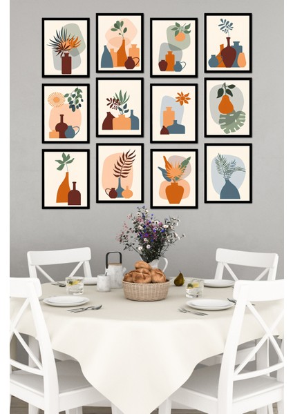 Dekorize Mdf Tablo Seti 12 Parça - Salon Oturma Odası Için Duvar Dekoru Çerçeve Görünümlü Onk Seri 1021 13 x 17 fırsatları