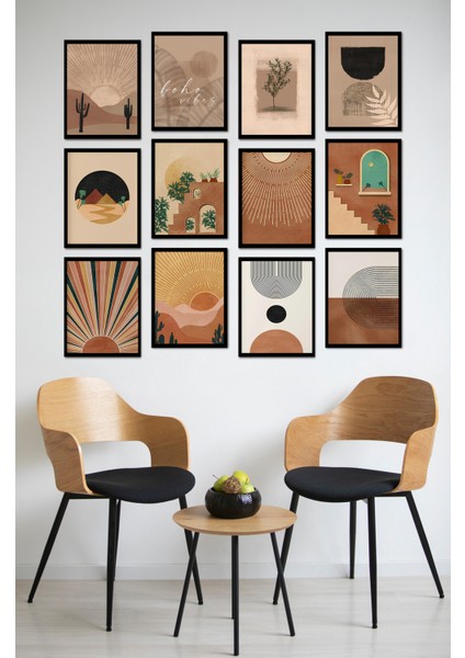 Dekorize Mdf Tablo Seti 12 Parça - Salon Oturma Odası Için Duvar Dekoru Çerçeve Görünümlü Onk 1006 13 x 17