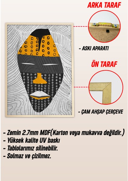 Ahşap Çerçeveli Mdf Tek Tablo Abstract Yüz Modeli Tablo (Kendi Tablo Setinizi Oluşturacağınız Liste) 23 x 32 Çerçevelli 1098 modelleri