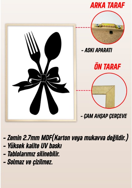 Ahşap Çerçeveli Mdf Tek Tablo Mutfak Dekoru Tablo (Kendi Tablo Setinizi Oluşturacağınız Liste) 23 x 32 Çerçeveli 1056 modelleri