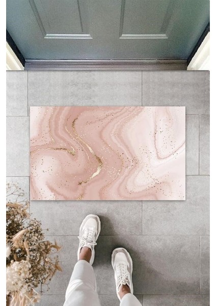 Dijital Modern Dalgalı Pudra Kapı Paspası Dış Mekan Paspas K-3116