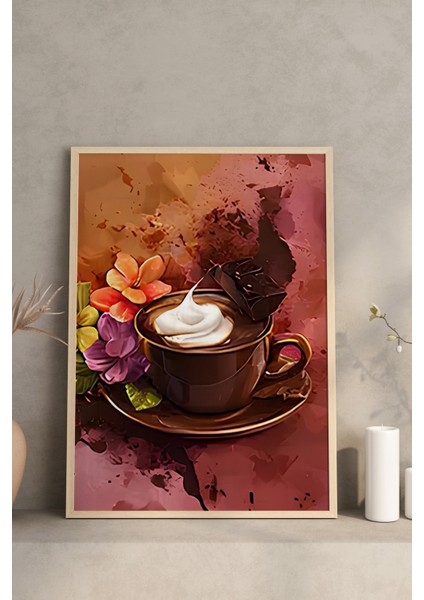 ☕ Çikolata ve Kahve Tutkusunu Yansıtan 3’lü Ahşap Çerçeveli Tablo Seti – Sanatsal Tasarım CRV1013 23 x 32 modelleri