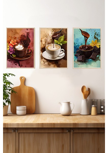 ☕ Çikolata ve Kahve Tutkusunu Yansıtan 3’lü Ahşap Çerçeveli Tablo Seti – Sanatsal Tasarım CRV1013 23 x 32 fırsatları