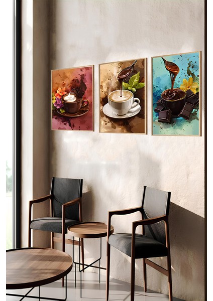 ☕ Çikolata ve Kahve Tutkusunu Yansıtan 3’lü Ahşap Çerçeveli Tablo Seti – Sanatsal Tasarım CRV1013 23 x 32 indirimleri