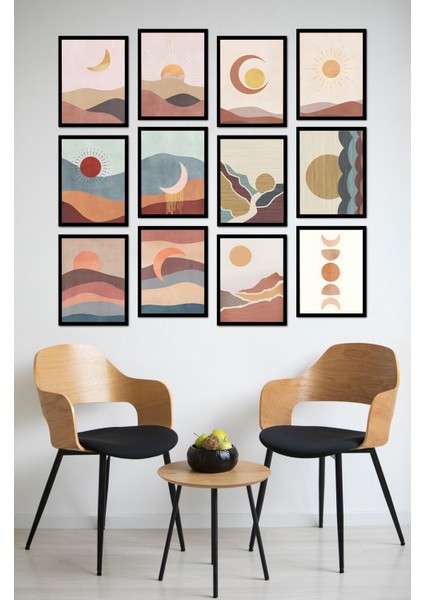 Dekorize Mdf Tablo Seti 12 Parça - Salon Oturma Odası Için Duvar Dekoru Çerçeve Görünümlü Onk Seri 1024 13 x 17