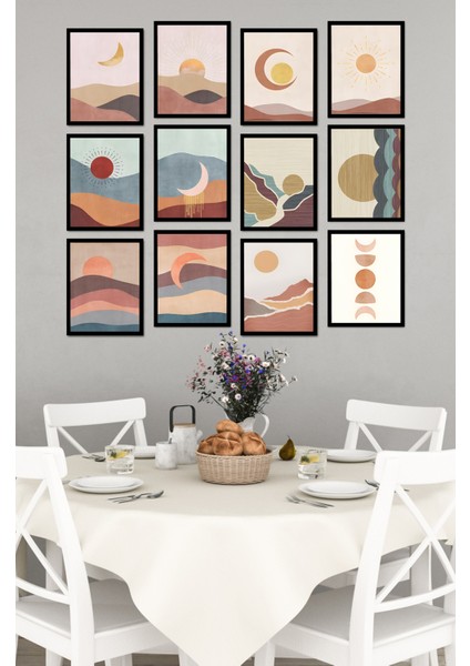 Dekorize Mdf Tablo Seti 12 Parça - Salon Oturma Odası Için Duvar Dekoru Çerçeve Görünümlü Onk Seri 1024 13 x 17 fırsatları