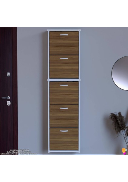 Ikra Ceviz Renk Asma Ayakkabılık Antre 52' Lik 5 Düşer Kapak 10 Göz Bölme Ayakkabılık 52X194X 26 cm modelleri