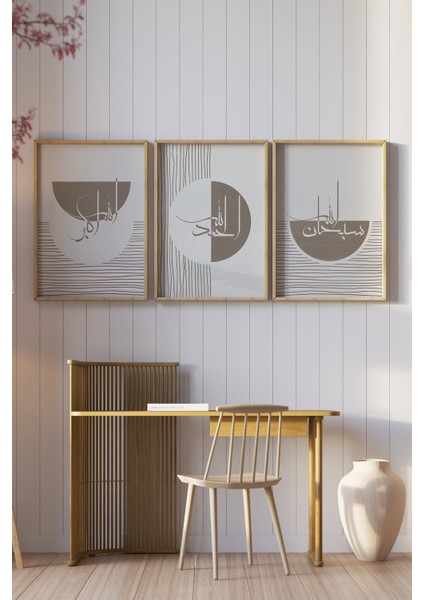 🌿 Modern Hat Yazılı 3’lü Tablo Seti - Çerçeveli 🌿 CRV1198 23 x 32 fiyatları