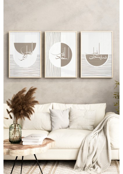 🌿 Modern Hat Yazılı 3’lü Tablo Seti - Çerçeveli 🌿 CRV1198 23 x 32 fırsatları