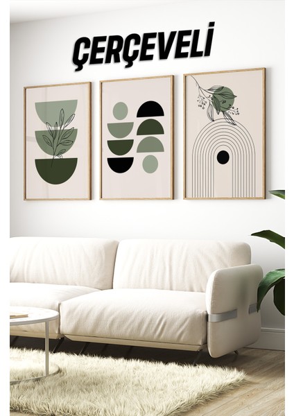 Dekorize Mdf Tablo Seti 3 Parça 3 mm - Çerçeveli Salon Oturma Odası Için Duvar Dekoru 3019 23 x 32