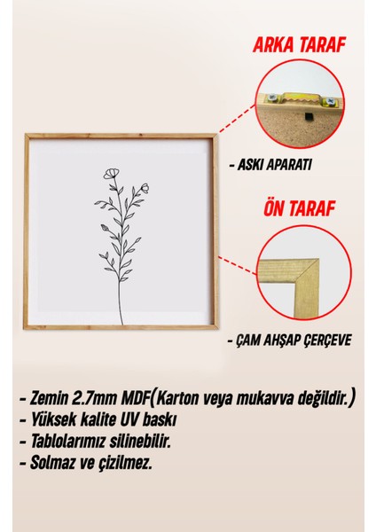 9AHŞAP Çerçeveli Mdf Kare Tablo Seti Salon ve Oturma Odası Için KR4029 23 x 23