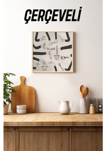 Ahşap Çerçeveli Mdf Kare Tek Tablo (Kendi Tablo Setinizi Oluşturacağınız Liste) MUTFAK03 TX1090 23 x 23 Çerçeveli TX1190