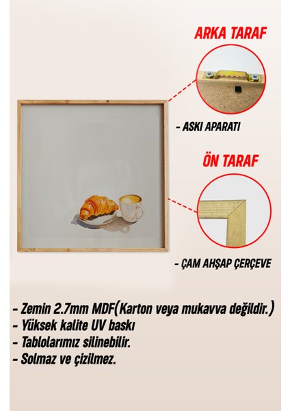 Ahşap Çerçeveli Mdf Kare Tek Tablo (Kendi Tablo Setinizi Oluşturacağınız Liste) MUTFAK03 23 x 23 Çerçeveli TX1186