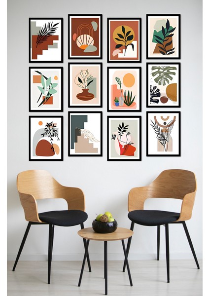 Dekorize Mdf Tablo Seti 12 Parça - Salon Oturma Odası Için Duvar Dekoru Çerçeve Görünümlü Onk Seri 1019 13 x 17