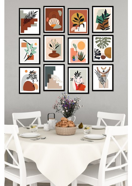 Dekorize Mdf Tablo Seti 12 Parça - Salon Oturma Odası Için Duvar Dekoru Çerçeve Görünümlü Onk Seri 1019 13 x 17 fırsatları