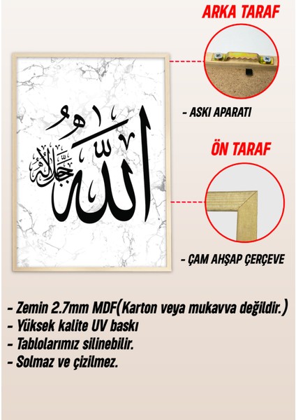 Ahşap Çerçeveli Mdf Tek Tablo Islami 4 Serisi (Kendi Tablo Setinizi Oluşturacağınız Liste) 23 x 32 Çerçeveli 1166 modelleri