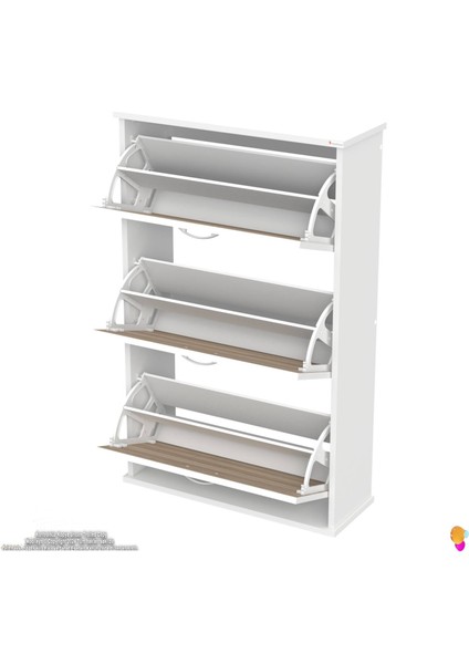 Uygar Cordoba Renk Asma Ayakkabılık Kapı Önü 3 Düşer Kapak 6 Bölmeli Ayakkabılık 72X115X25,5 cm
