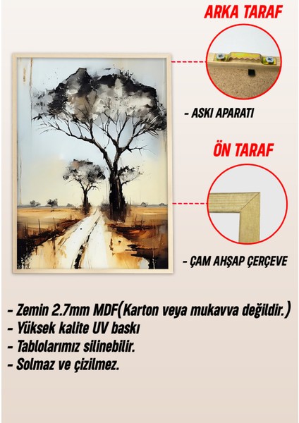 Ahşap Çerçeveli Mdf Tek Tablo Afrika Dekoru Tablo (Kendi Tablo Setinizi Oluşturacağınız Liste) 23 x 32 Çerçeveli 1003 modelleri