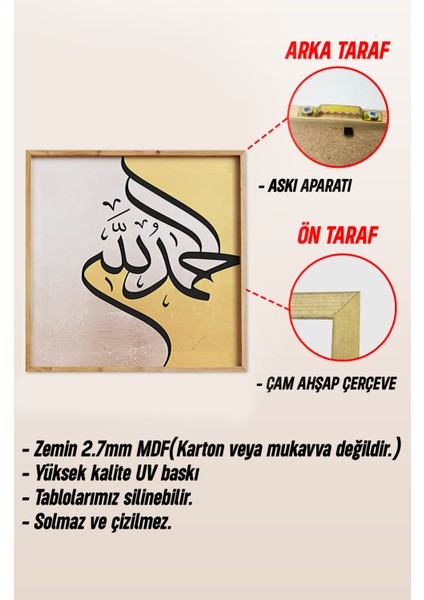 Ahşap Çerçeveli Mdf Kare Tek Tablo (Kendi Tablo Setinizi Oluşturacağınız Liste) Islami 23 x 23 Çerçeveli TX1045