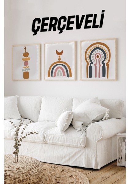 Ahşap Çerçeveli Mdf Kare Islami Tablo Seti Salon ve Oturma Odası Için KR4034 23 x 23