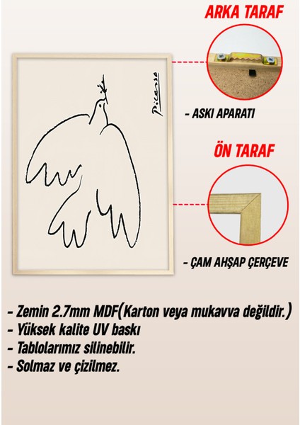 Ahşap Çerçeveli Mdf Tek Tablo Picasso Serisi (Kendi Tablo Setinizi Oluşturacağınız Liste) 23 x 32 Çerçeveli 1187 modelleri
