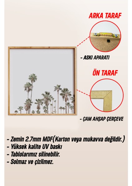 Ahşap Çerçeveli Mdf Kare Tek Tablo (Kendi Tablo Setinizi Oluşturacağınız Liste) TX1007 23 x 23