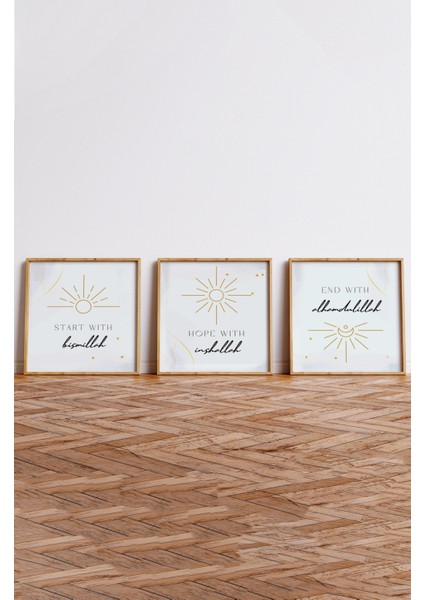 Ahşap Çerçeveli Mdf Kare Tablo Seti Salon ve Oturma Odası Için KR4015 23 x 23 modelleri