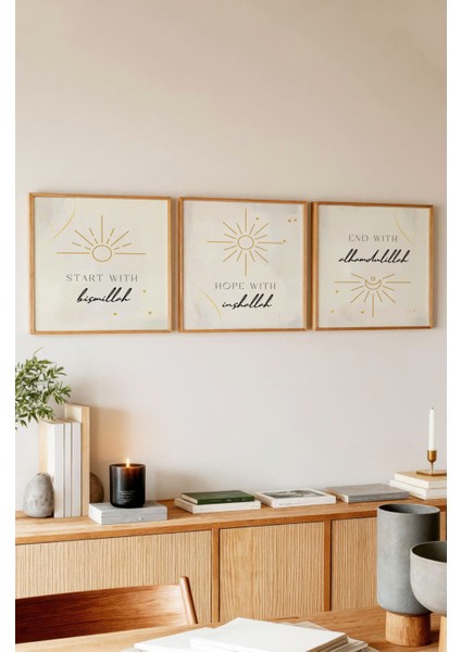 Ahşap Çerçeveli Mdf Kare Tablo Seti Salon ve Oturma Odası Için KR4015 23 x 23 fırsatları