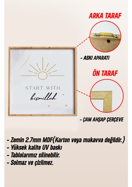 Ahşap Çerçeveli Mdf Kare Tablo Seti Salon ve Oturma Odası Için KR4015 23 x 23