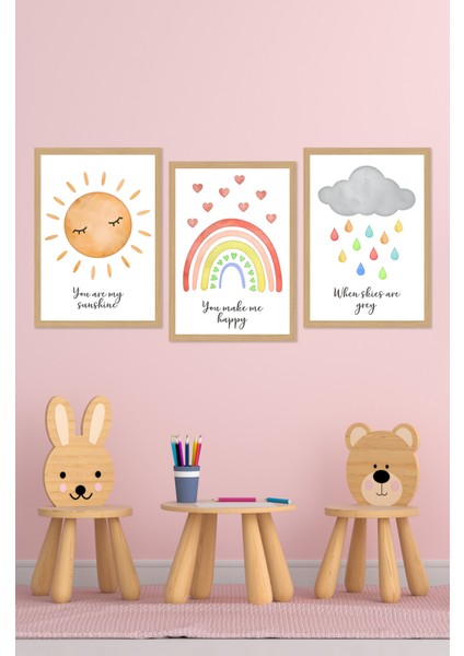 Dekorize Mdf Tablo Seti 3 Parça 3 mm - Salon Oturma Odası Için Bohem Duvar Dekoru 3045 13 x 17