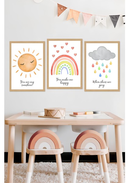 Dekorize Mdf Tablo Seti 3 Parça 3 mm - Salon Oturma Odası Için Bohem Duvar Dekoru 3045 13 x 17 fiyatları