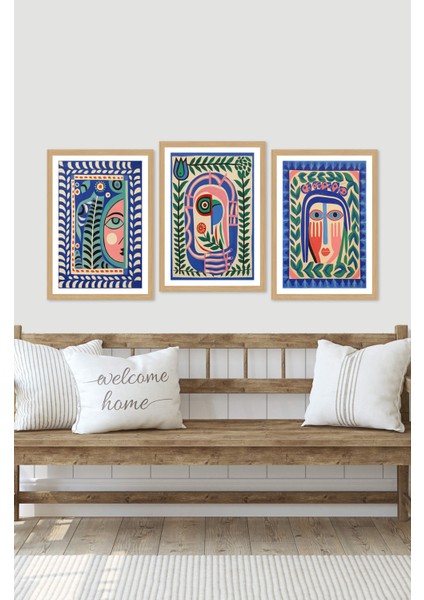 Dekorize Mdf Tablo Seti 3 Parça 3 mm - Salon Oturma Odası Için Duvar Dekoru 3062 13 x 17 modelleri