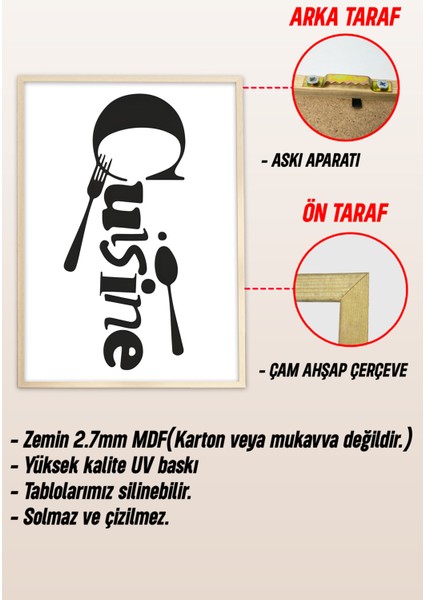 Ahşap Çerçeveli Mdf Tek Tablo Mutfak Dekoru Tablo (Kendi Tablo Setinizi Oluşturacağınız Liste) 23 x 32 Çerçeveli 1054 modelleri
