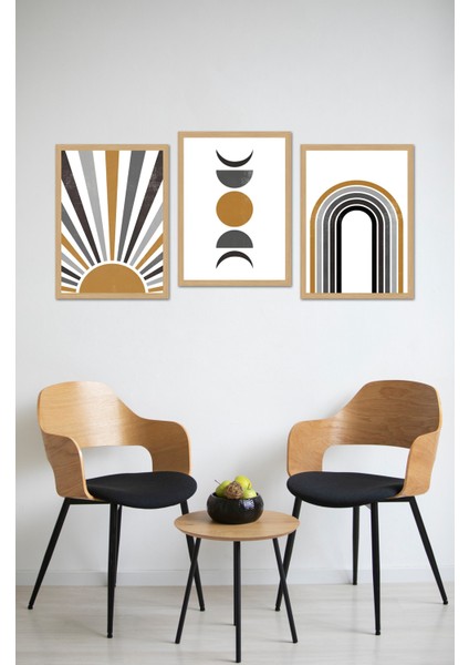 Dekorize Mdf Tablo Seti 3 Parça 3 mm - Salon Oturma Odası Için Bohem Duvar Dekoru 3041 13 x 17