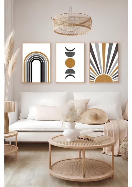 Dekorize Mdf Tablo Seti 3 Parça 3 mm - Salon Oturma Odası Için Bohem Duvar Dekoru 3041 13 x 17 modelleri