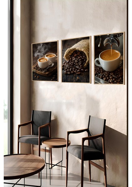 ☕ Kahve Tutkunlarına Özel Ahşap Çerçeveli 3'lü Mdf Tablo Seti – 3 Ebat Seçeneğiyle CRV1005 23 x 32 indirimleri