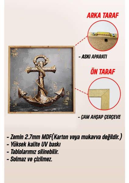 ⚓️ Marin Tarz Çapa - Dümen - Deniz Feneri Temalı 3’lü Mdf Tablo Seti (23X23 cm & 42X42 Cm) 4242117 42 cm indirimleri