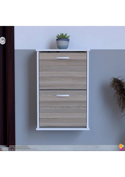 Asaf Cordoba Renk Asma Ayakkabılık Kapı Önü 2 Düşer Kapak 4 Göz Bölmeli Ayakkabılık 52X78X 25,5 cm fırsatları