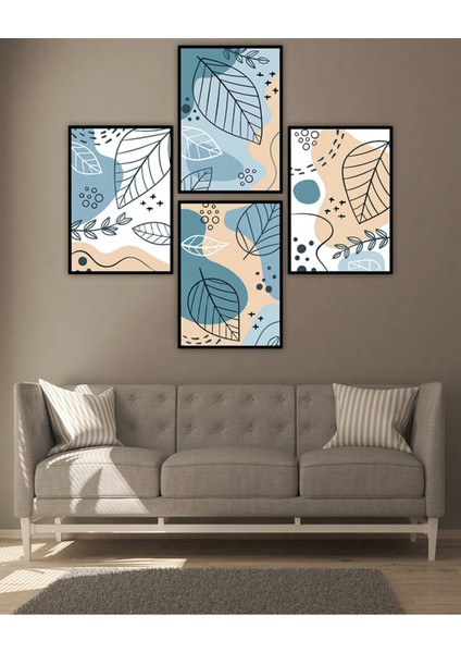 Dekorize Mdf Tablo Seti 4 Parça 3 mm - Soyut Salon Oturma Yatak Odası Için Duvar Dekoru 4001 13 x 17