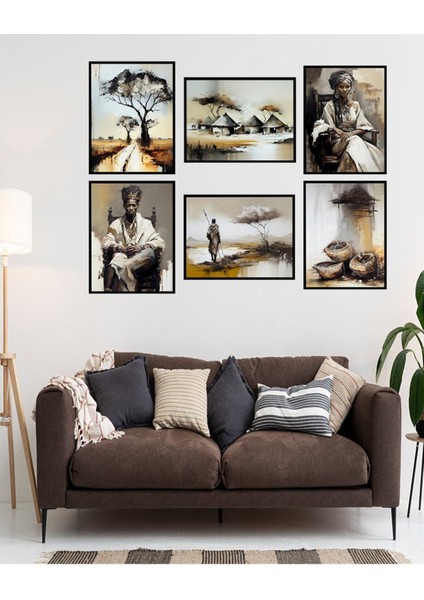 Dekorize Mdf Tablo Seti 6 Parça 3 mm - Salon Oturma Yatak Odası Için Duvar Dekoru 13 x 17