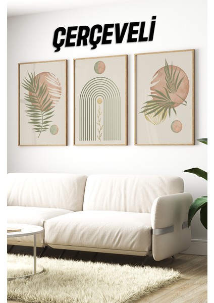 Dekorize Mdf Tablo Seti 3 Parça 3 mm - Çerçeveli Tablo Seti Salon Oturma Odası Için 3048 23 x 32