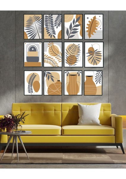 Dekorize Mdf Tablo Seti 12 Parça 3 mm - Kahverengi Salon Oturma Yatak Odası Için Duvar Dekoru 13 x 17