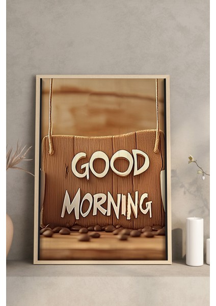 🖼️ Good Morning - Neşeli Kahve Temalı 3’lü Çerçeveli Tablo Seti CRV1022 23 x 32 modelleri